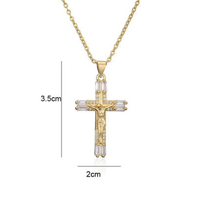 Men Women Hip Hop Zircon Cross Shiny Pendant Stainless Steel Necklace Charm Bling Exquisite Necklaces Jewelry Fashion Gifts