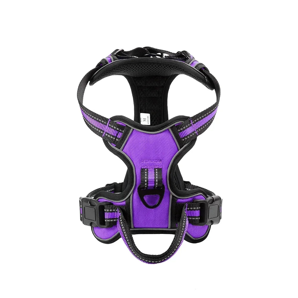 Reflective dog harness with a secure adjustable fit